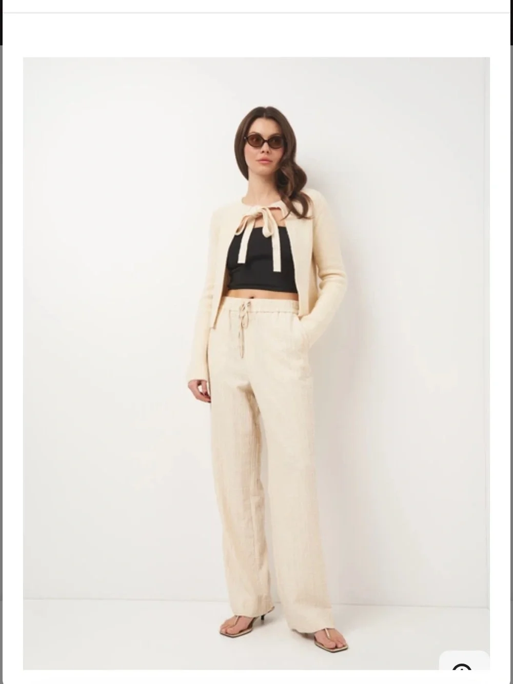 zara linen blend textured white ecru beige pants trousers high rise wide leg